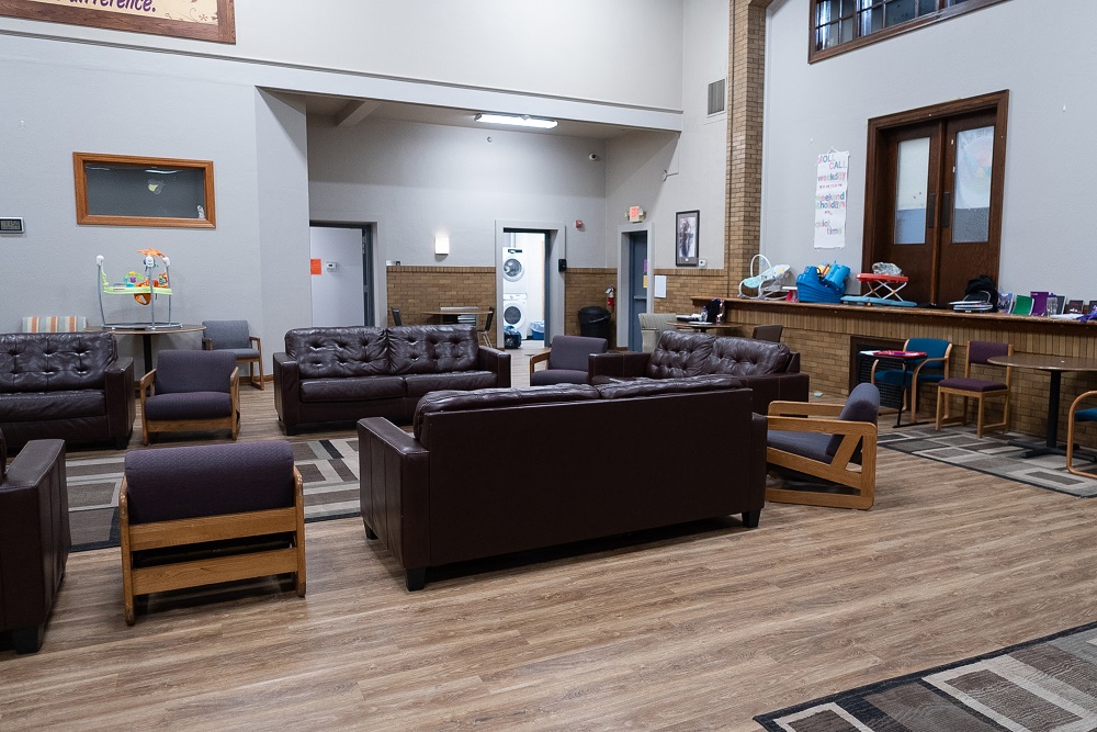 Communal hangout space and lobby at Wellcome Manor Family Services