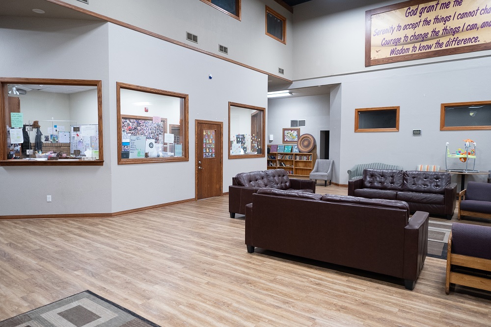 Communal hangout space and lobby at Wellcome Manor Family Services